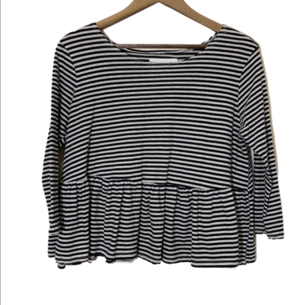 Free People black white striped peplum top